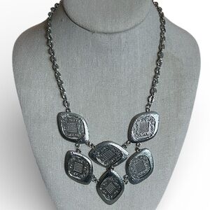 Silver Tone Filigree Necklace Boho